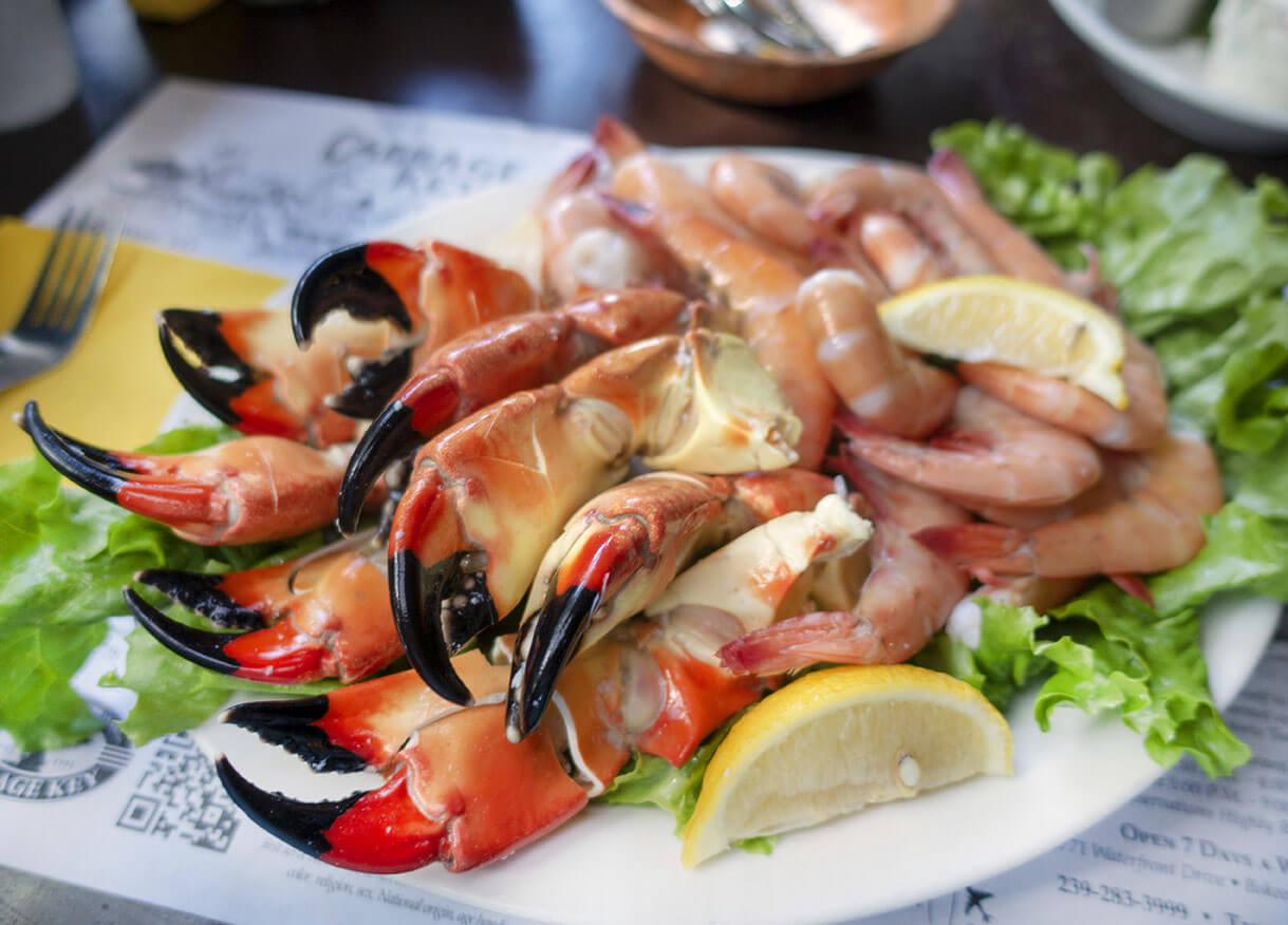 Islander for Two Dinner at Cabbage Key: ½ lb. of Peel & Eat Shrimp with 1 lb. of Fresh Stone Crab Claws